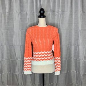 Abound Stripe Print Pointelle Knit Sweater